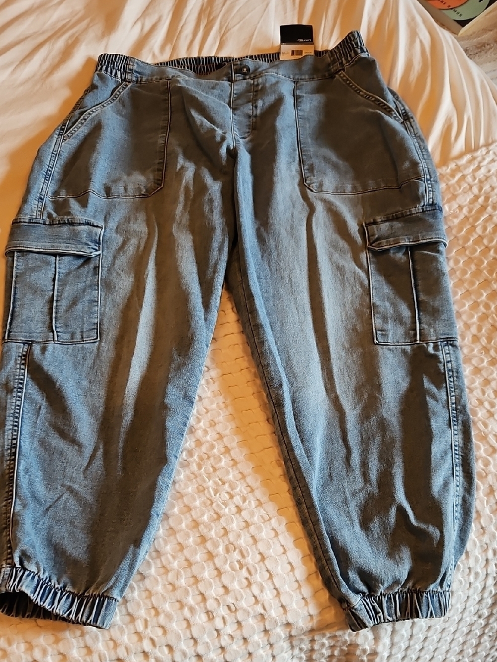 George Light Blue Elastic Waist Denim Joggers 1x